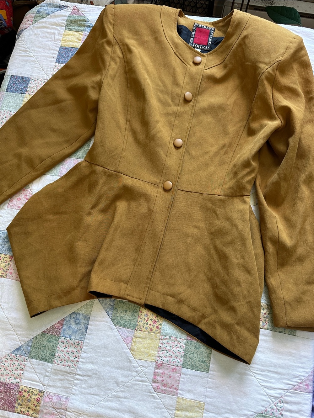 Vintage Mustard Peplum Jacket - Women’s Structured Coat
